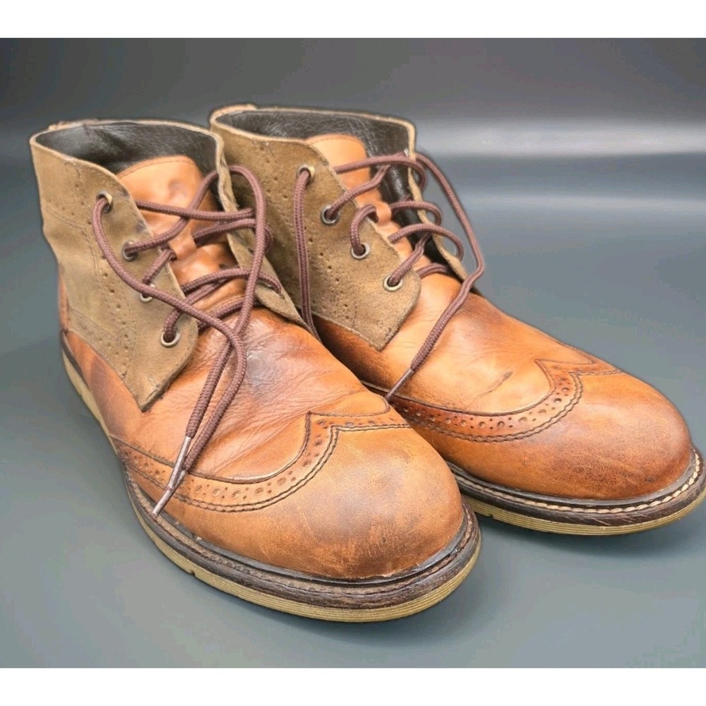 Bed Stu Leather Suede Wingtip Chukka Boots 10 Tan US Brogue Heritage